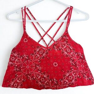 Hollister Red Paisley Crop Top